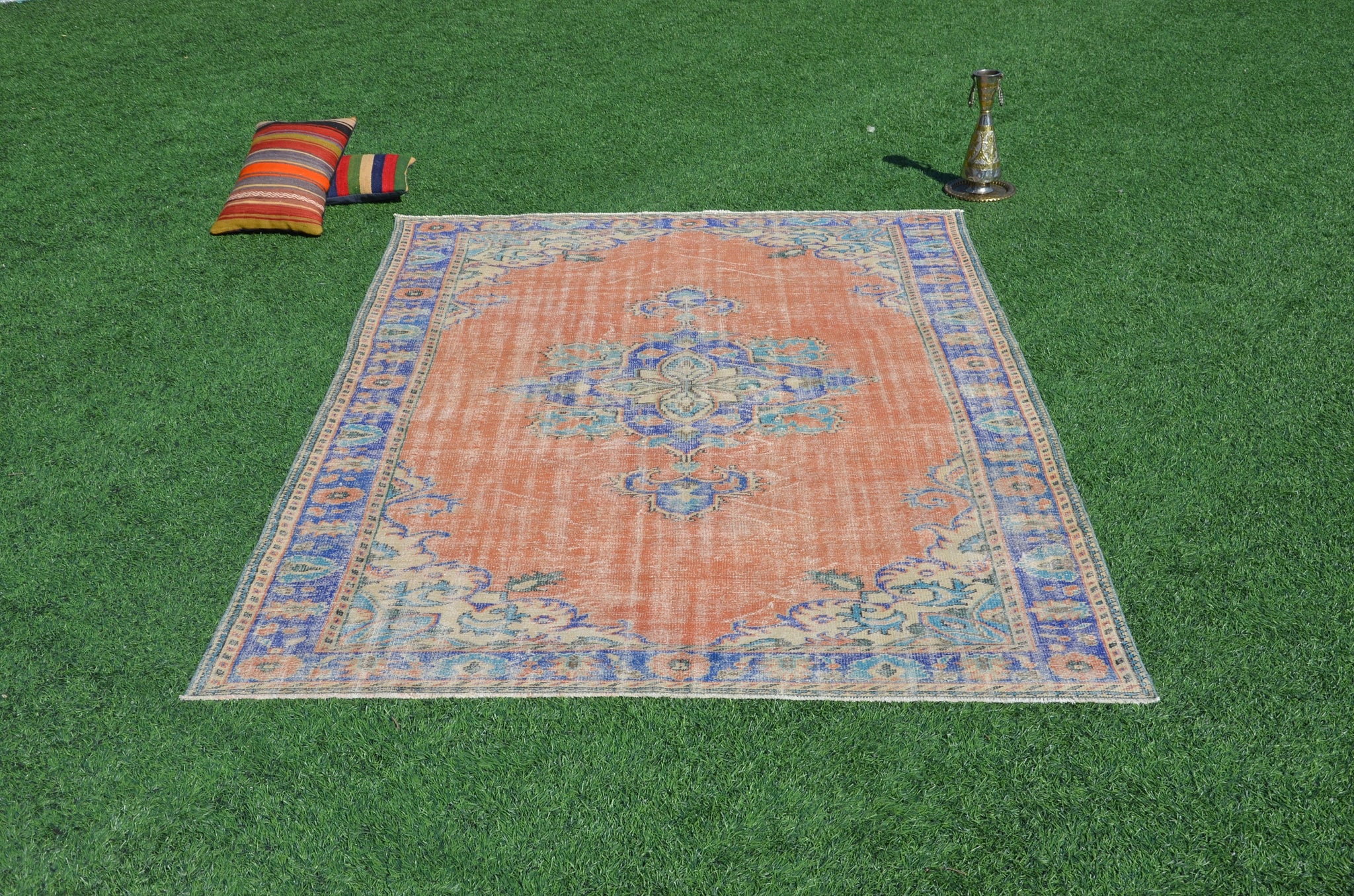 Unique Turkish large Vintage rug for home decor, oversize rug, area rug oushak rug boho rug bedroom rug kitchen rug  kilim rug, rugs 10x7, 665244