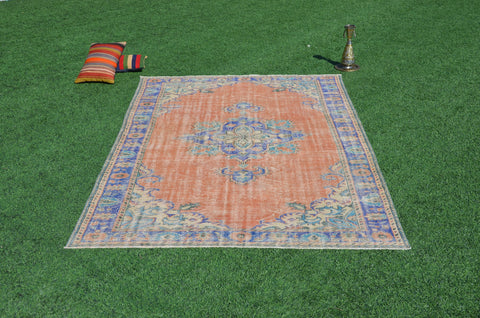 Unique Turkish large Vintage rug for home decor, oversize rug, area rug oushak rug boho rug bedroom rug kitchen rug  kilim rug, rugs 10x7, 665244