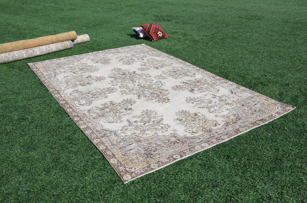 Natural Turkish large Vintage rug for home decor, oversize rug, area rug oushak rug boho rug bedroom rug kitchen rug  kilim rug, rugs 9x6, 665233