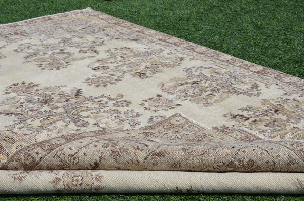 Natural Turkish large Vintage rug for home decor, oversize rug, area rug oushak rug boho rug bedroom rug kitchen rug  kilim rug, rugs 9x6, 665233
