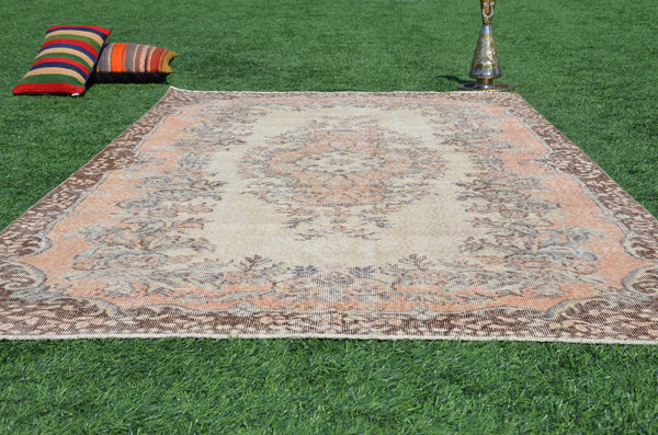 Natural Turkish large Vintage rug for home decor, oversize rug, area rug oushak rug boho rug bedroom rug kitchen rug  kilim rug, rugs 9x5, 665209