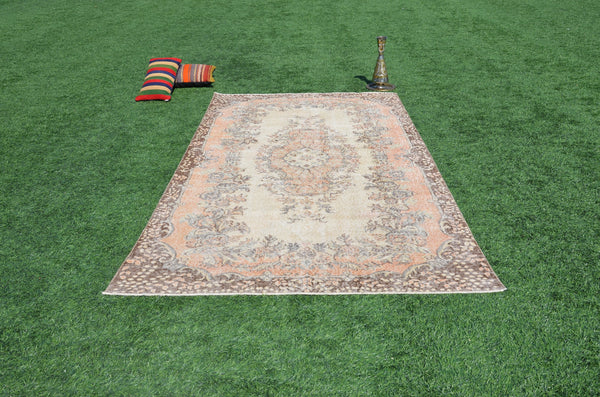 Natural Turkish large Vintage rug for home decor, oversize rug, area rug oushak rug boho rug bedroom rug kitchen rug  kilim rug, rugs 9x5, 665209