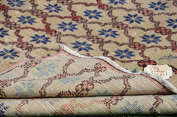 Hand knotted Turkish large Vintage rug for home decor, oversize rug, area rug oushak rug boho rug bedroom kitchen rug  kilim rug, rugs 8x5, 665208