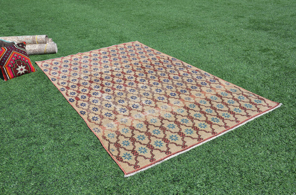 Hand knotted Turkish large Vintage rug for home decor, oversize rug, area rug oushak rug boho rug bedroom kitchen rug  kilim rug, rugs 8x5, 665208