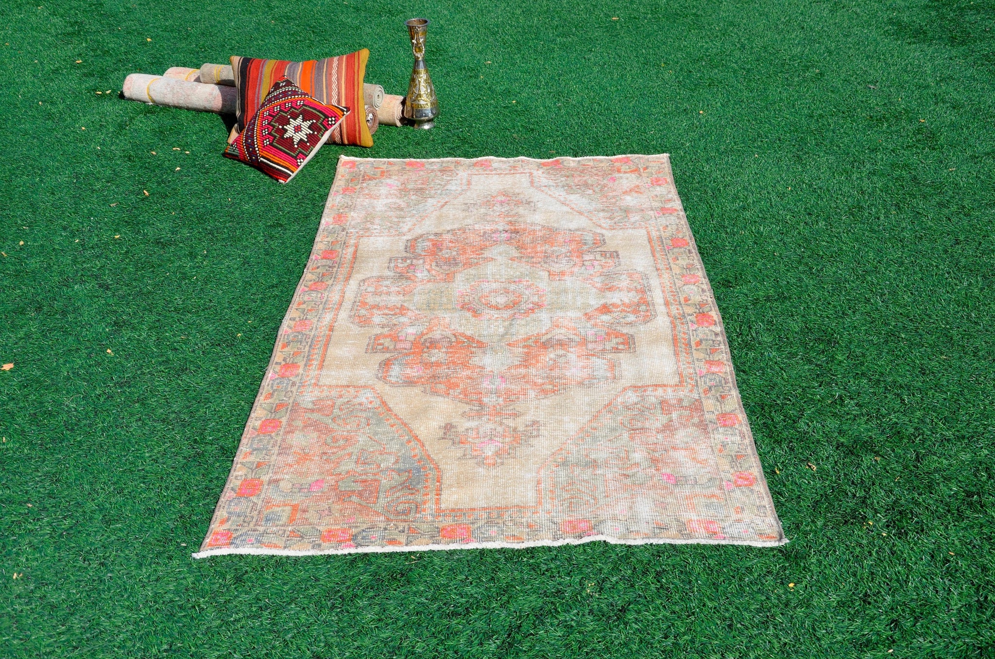 Vintage Turkish Anatolian unique rug for home decor, area rug, oushak rug boho rug bedroom rug kitchen rug  bathroom rug kilim, rugs 8x4, 665283