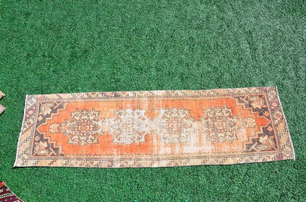 Unique Vintage Turkish runner rug for home decor, area rug, Anatolian oushak rug bedroom rug kitchen rug  bathroom rug kilim,  8'6" x 2'5", 665267