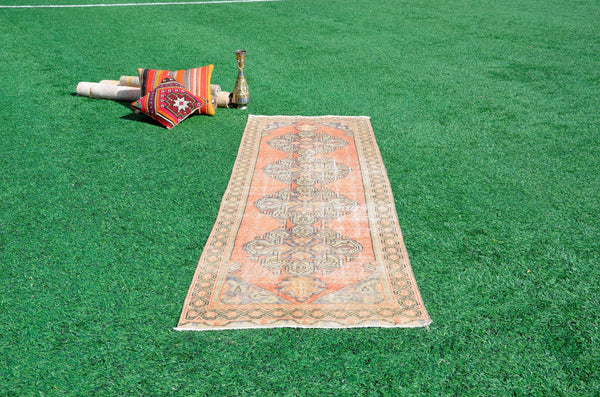 Turkish Handmade Vintage runner rug for home decor, area rug, Anatolian oushak rug boho rug kitchen rug  bathroom rug kilim, 9'7" x 2'11", 665273