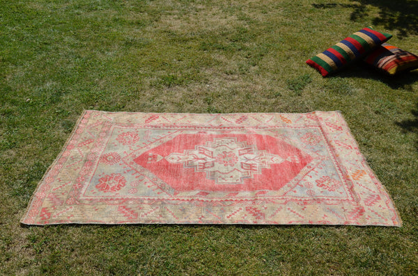 Beige Vintage Turkish Anatolian rug for home decor, area rug, oushak rug boho rug bedroom rug kitchen rug  bathroom rug kilim, rugs 5x3, 664290