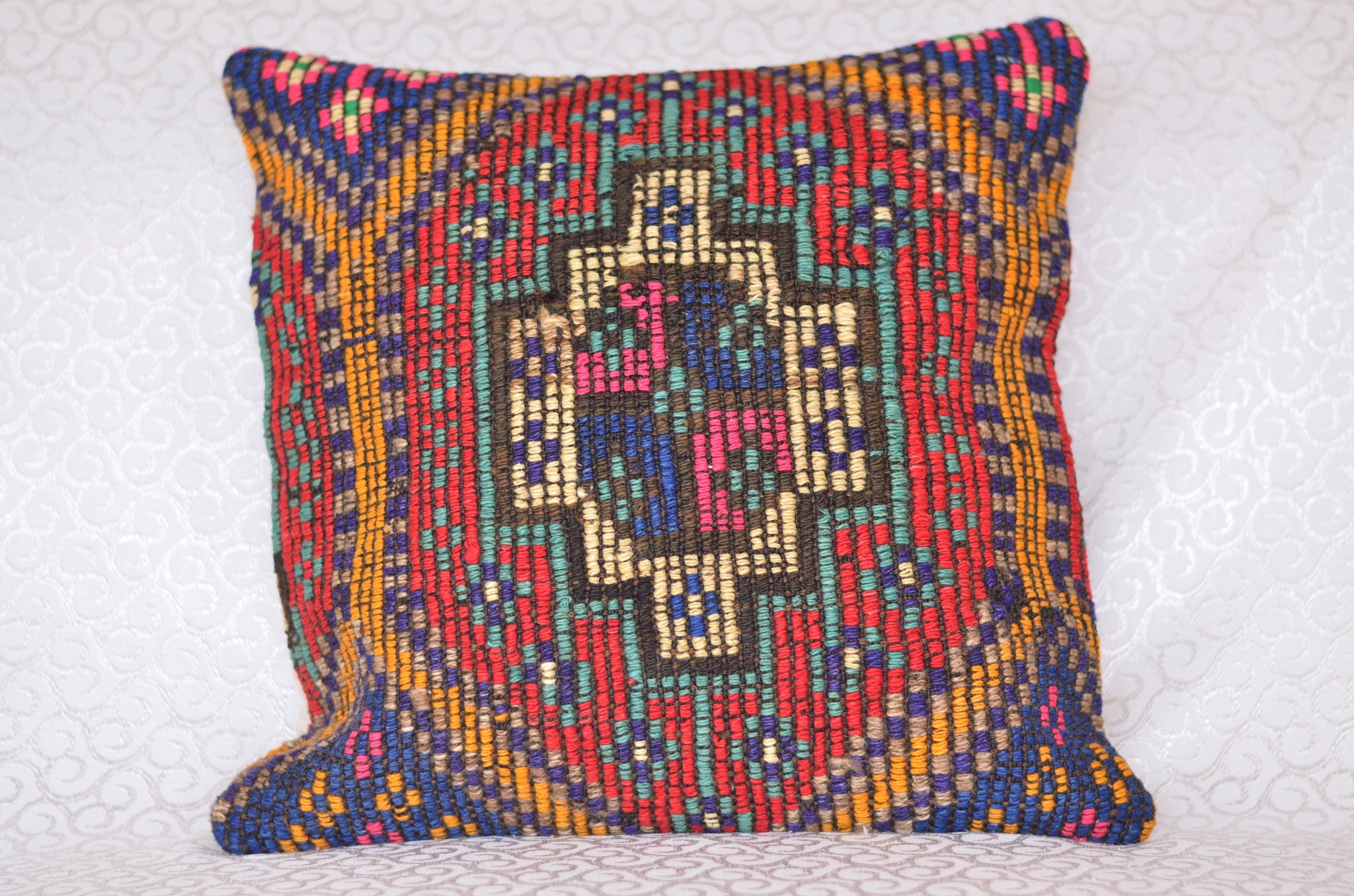 16 x 16 Handmade Turkish Vintage Pillow, %100 Wool, 664841