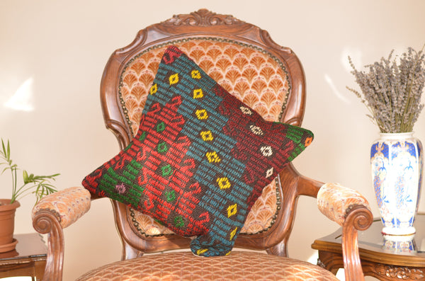 16 x 16 Handmade Decorative Vintage Pillow, %100 Wool, 664848