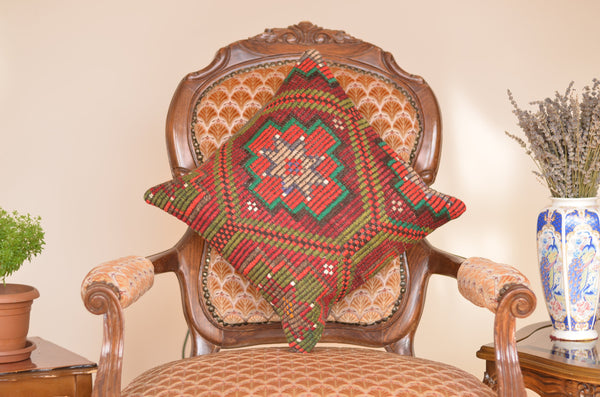 16 x 16 Handmade Turkish Vintage Pillow, %100 Wool, 664857