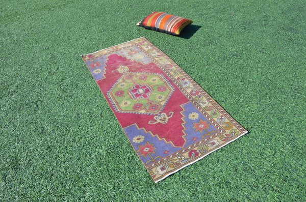 Vintage Handmade Turkish small area rug for home decor, bathroom rug, area rug oushak rug boho rug kitchen rug  kilim rug door mat, rugs 6x2, 665310