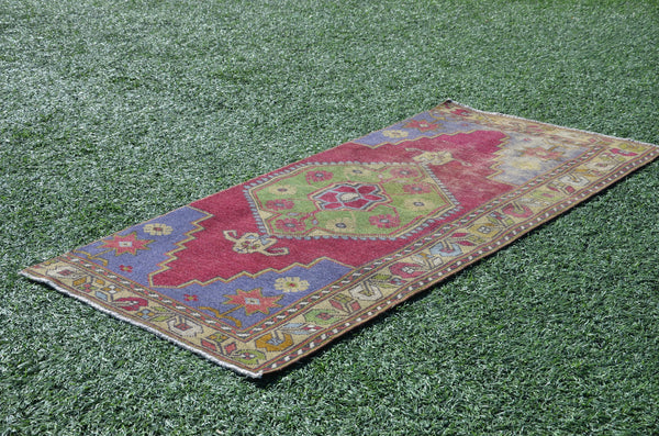 Vintage Handmade Turkish small area rug for home decor, bathroom rug, area rug oushak rug boho rug kitchen rug  kilim rug door mat, rugs 6x2, 665310