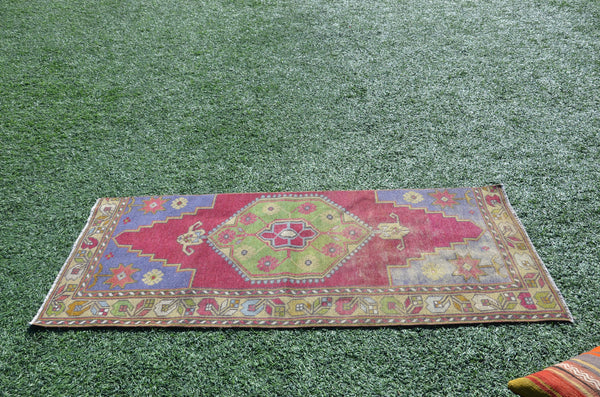 Vintage Handmade Turkish small area rug for home decor, bathroom rug, area rug oushak rug boho rug kitchen rug  kilim rug door mat, rugs 6x2, 665310