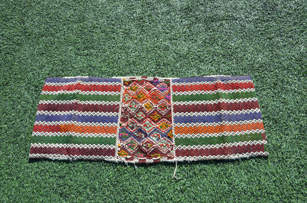 Handmade Turkish Vintage saddlebag for home decor, bathroom rug, area rug oushak rug boho rug kitchen rug  kilim rug door mat, rugs 4x2, 665318