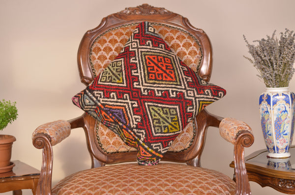 16 x 16 Handmade Turkish Vintage Pillow, %100 Wool, 664867