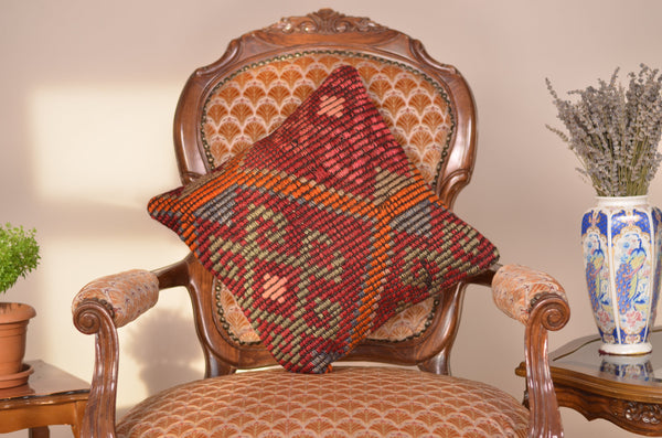16 x 16 Handmade Decorative Vintage Pillow, %100 Wool, 664868