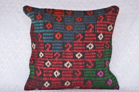 16 x 16 Handmade Turkish Vintage Pillow, %100 Wool, 664869