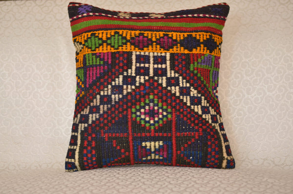 16 x 16 Handmade Decorative Vintage Pillow, %100 Wool, 664894