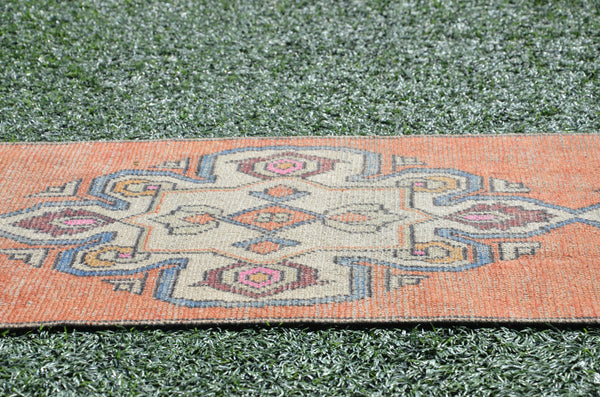 Natural Vintage Turkish runner rug for home decor, area rug, Anatolian oushak rug bedroom rug kitchen rug  bathroom rug kilim, 9'7"X2'1", 665023