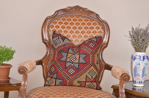 16 x 16 Handmade  Vintage Pillow, %100 Wool, 664902