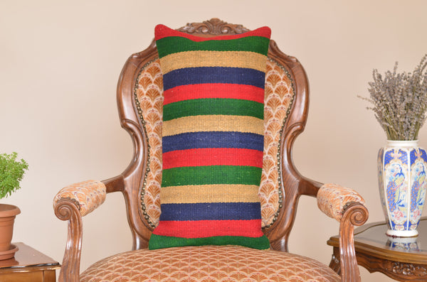 12 x 24 Handmade Turkish Vintage Pillow, %100 Wool, 664952