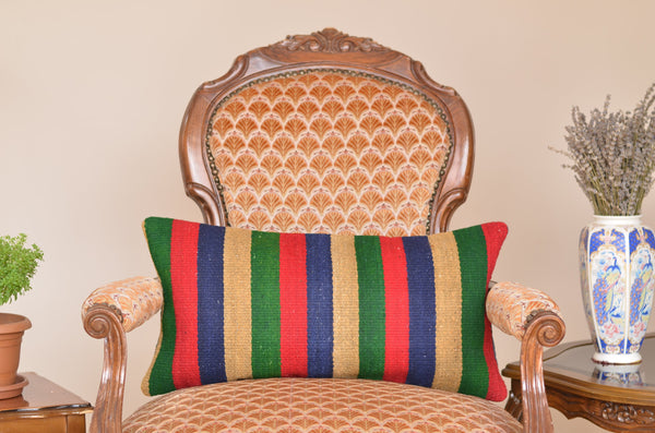 12 x 24 Handmade Turkish Vintage Pillow, %100 Wool, 664952