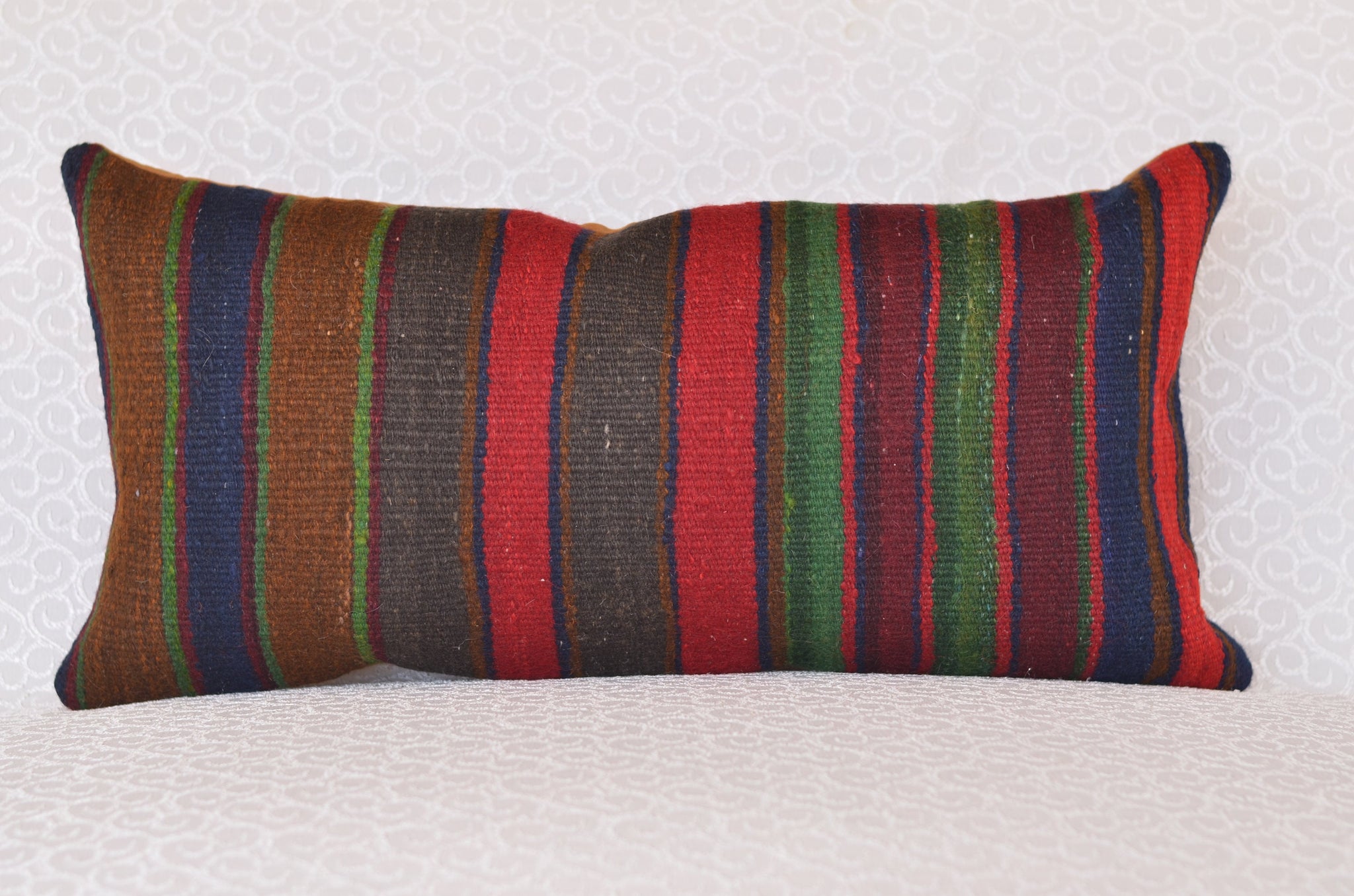 12 x 24 Handmade Turkish Vintage Pillow, %100 Wool, 664958