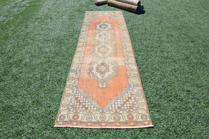 Natural Vintage Turkish runner rug for home decor, area rug, Anatolian oushak rug bedroom rug kitchen rug  bathroom rug kilim,  9'1"X2'10", 665013