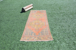 Natural Vintage Turkish runner rug for home decor, area rug, Anatolian oushak rug bedroom rug kitchen rug  bathroom rug kilim, 8'2"X2'11", 665011