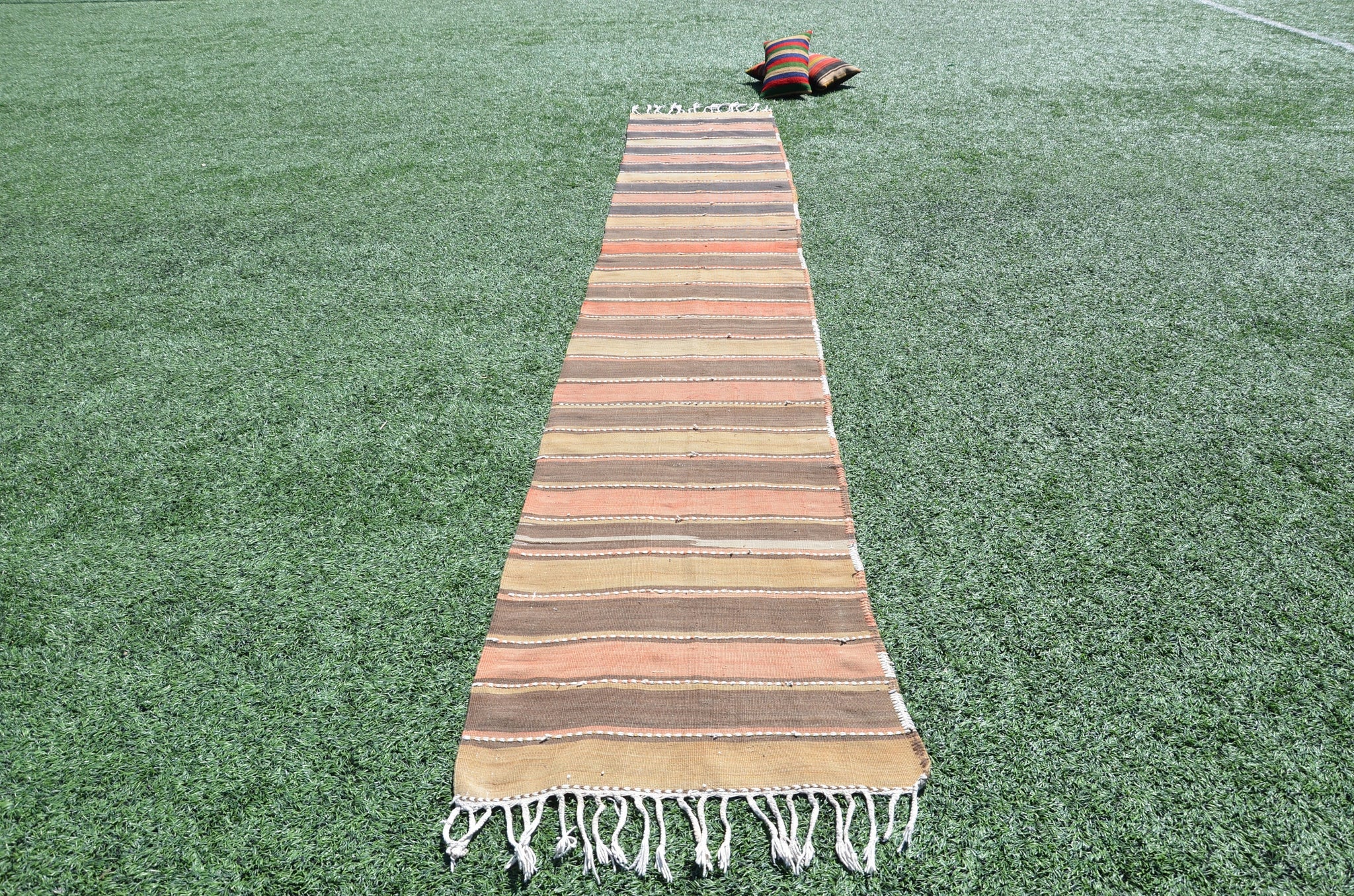 Vintage Turkish Natural runner rug for home decor, area rug, Anatolian oushak rug boho rug kitchen rug  bathroom rug kilim, 14'11"X2'6", 665003