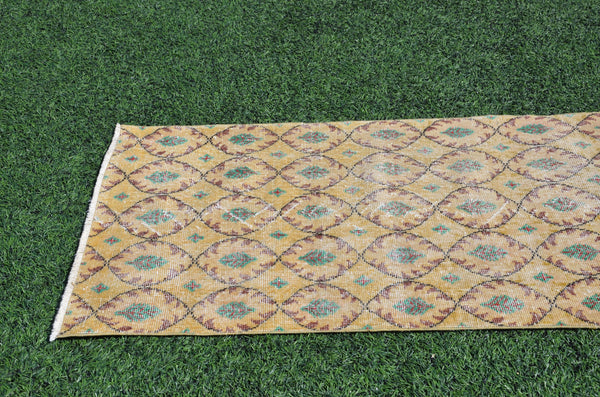 Yellow Vintage Turkish runner rug for home decor, area rug, Anatolian oushak rug boho bedroom rug kitchen rug  bathroom rug kilim, 9'4"X2'6", 665000