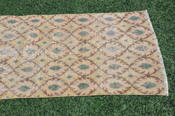 Yellow Vintage Turkish runner rug for home decor, area rug, Anatolian oushak rug boho bedroom rug kitchen rug  bathroom rug kilim, 9'4"X2'6", 665000