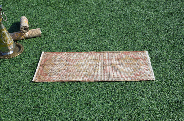Natural Turkish Vintage small area rug doormat for home decor, bathroom rug, area oushak rug bathroom mat kitchen rug kilim rug, rug 3,0X1,3, 665120