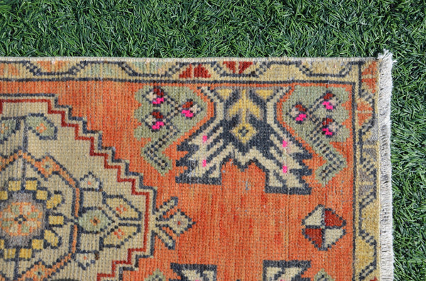 Natural Turkish Vintage small area rug doormat for home decor, bathroom rug, area oushak rug bathroom mat kitchen rug kilim rug, rug 3,1X1,5, 665131