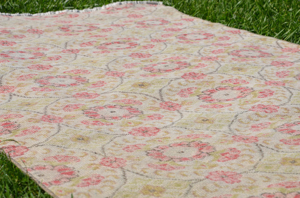 Natural oushak Turkish rug for home decor, Vintage rug, area rug boho rug bedroom rug kitchen rug bathroom rug kilim rugs handmade, rugs 7x4, 664240