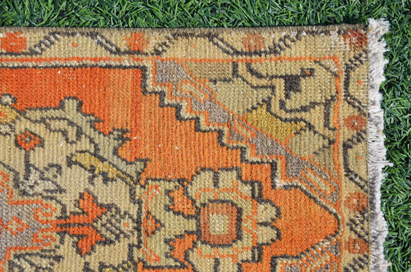 Natural Turkish Vintage small area rug doormat for home decor, bathroom rug, area oushak rug bathroom mat kitchen rug kilim rug, rug 2,8X1,4, 665139