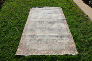 Beige oushak Turkish rug for home decor, Vintage rug, area rug boho rug bedroom rug kitchen rug bathroom rug kilim rugs handmade, rugs 7x4, 664245