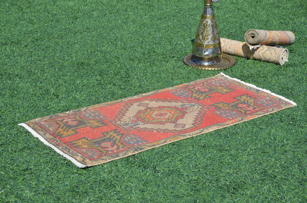 Natural Turkish Vintage small area rug doormat for home decor, bathroom rug, area oushak rug bathroom mat kitchen kilim rug, rug 3,4X1,6, 665147