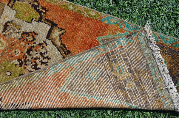 Vintage Handmade Turkish small area rug doormat for home decor, bathroom rug, area oushak rug bathroom mat kitchen kilim rug, rug 3,2X1,6, 665150