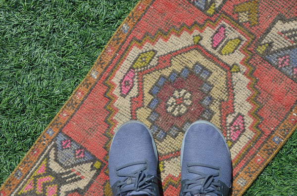 Turkish Handmade Vintage small area rug doormat for home decor, bathroom rug, area oushak rug bathroom mat kitchen kilim rug, rug 3,1X1,4, 665151