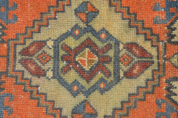 Vintage Handmade Turkish small area rug doormat for home decor, bathroom rug, area oushak rug bathroom mat kitchen kilim rug, rug 2,9X1,4, 665152