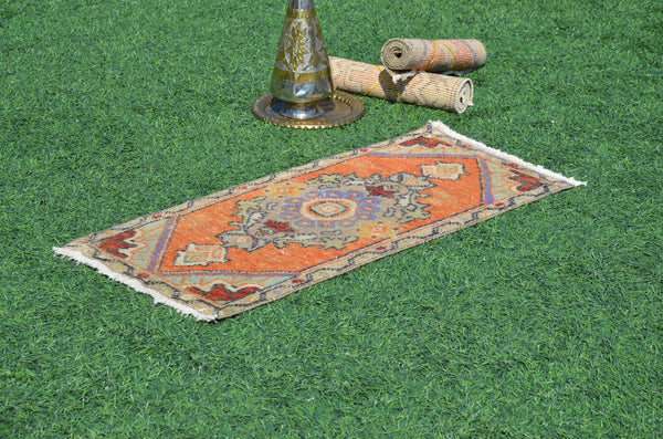 Handmade Turkish Vintage small area rug doormat for home decor, bathroom rug, area oushak rug bathroom mat kitchen kilim rug, rug 3,1X1,5, 665154