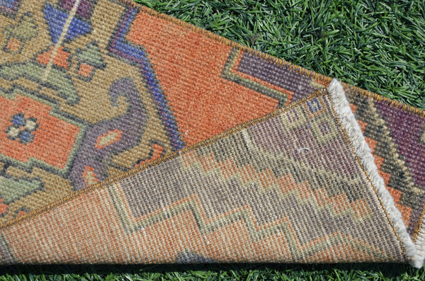 Unique Turkish Vintage small area rug doormat for home decor, bathroom rug, area oushak rug bathroom mat kitchen rug  kilim rug, rug 2,7X1,1, 665155