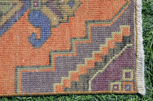 Unique Turkish Vintage small area rug doormat for home decor, bathroom rug, area oushak rug bathroom mat kitchen rug  kilim rug, rug 2,7X1,1, 665155