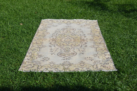 Unique oushak Turkish rug for home decor, Vintage rug, area rug boho rug bedroom rug kitchen rug bathroom rug kilim rugs handmade, rugs 7x4, 664254