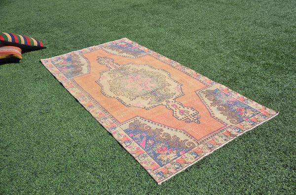 Blue Vintage Turkish Anatolian rug for home decor, area rug, oushak rug boho rug bedroom rug kitchen rug  bathroom rug kilim, rugs 8x4, 665040