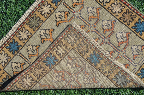 Handmade Turkish Vintage small area rug doormat for home decor, bathroom rug, area oushak rug bathroom mat kitchen rug  kilim rug, rug 2x2, 665197
