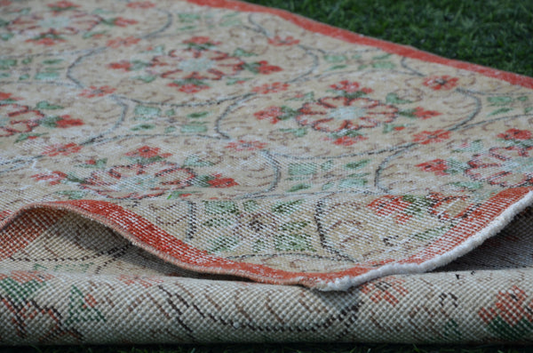 Handmade Turkish large Vintage rug for home decor, oversize rug, area rug oushak rug boho rug bedroom rug kitchen rug  kilim rug, rugs 7x3, 665061