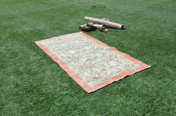 Natural oushak Turkish rug for home decor, Vintage rug, area rug boho rug bedroom rug kitchen rug bathroom rug kilim rugs handmade, rugs 7x4, 665073